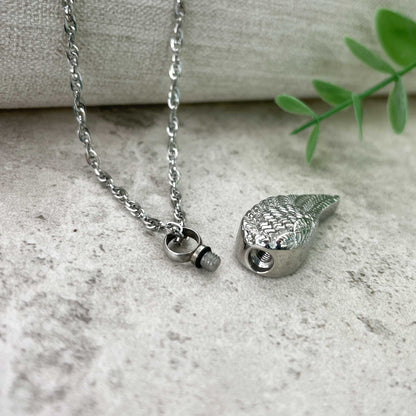 Angel Wing Cremation Ashes Memorial Urn Necklace