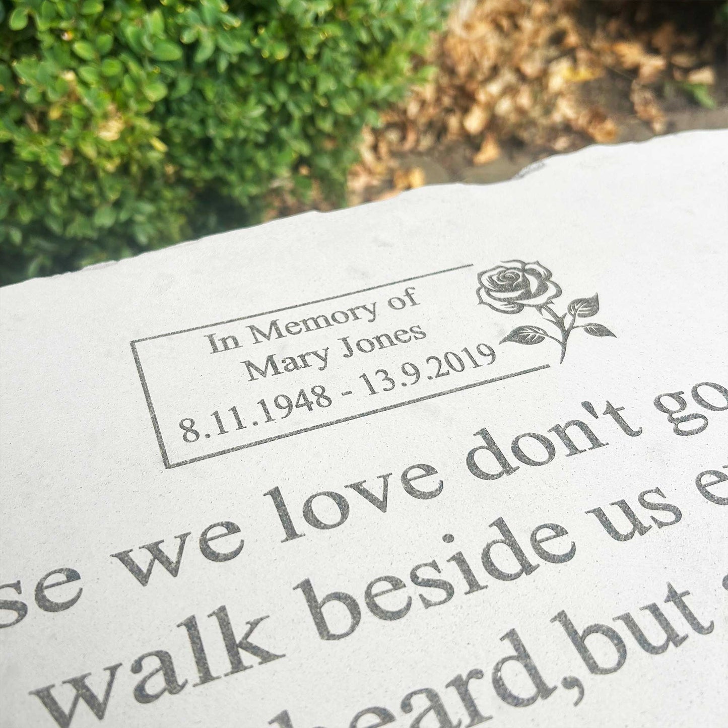 Personalised Engraved Stone Memorial Bench