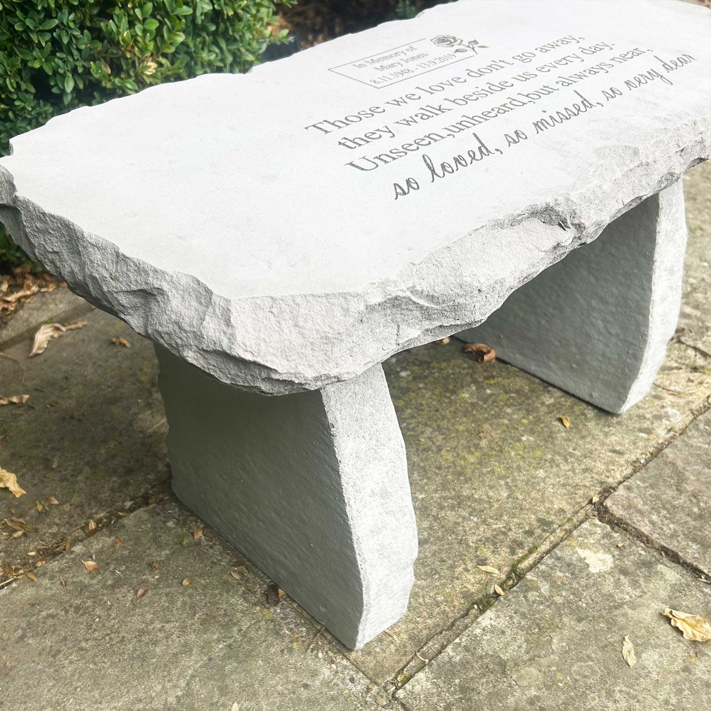 Personalised Engraved Stone Memorial Bench