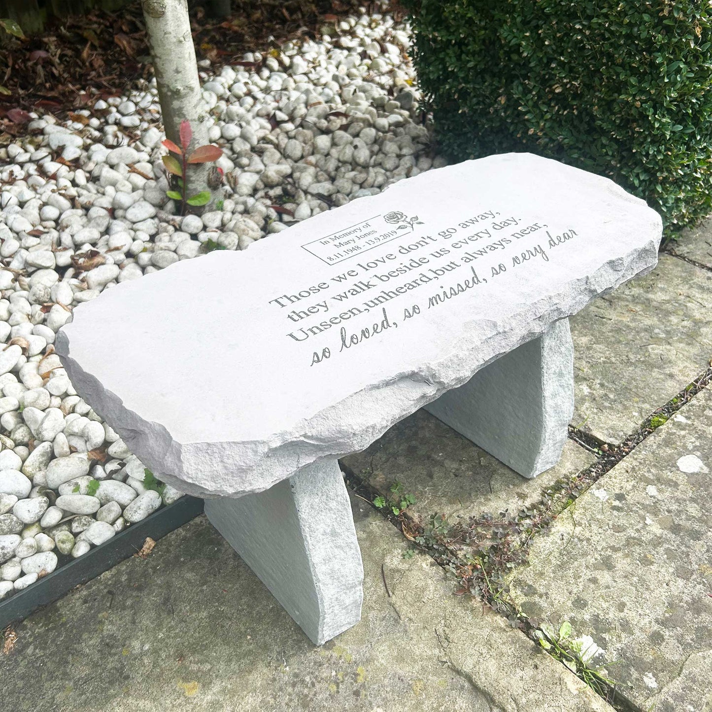 Personalised Engraved Stone Memorial Bench