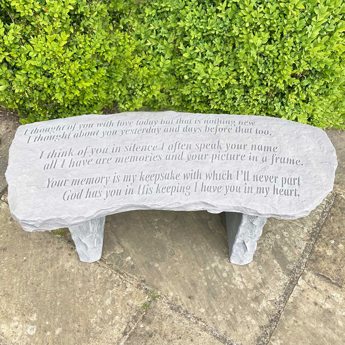 Memorial Stone Bench. Inscribed sentimental verse.