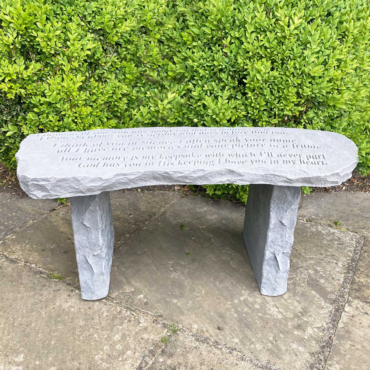 Memorial Stone Bench. Inscribed sentimental verse.