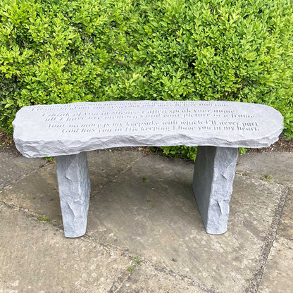 Memorial Stone Bench. Inscribed sentimental verse.