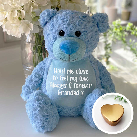 Personalised Ashes Keepsake Memory Bear - Blue