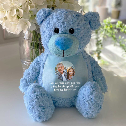 Personalised Photo Comfort Keepsake Bear - Blue