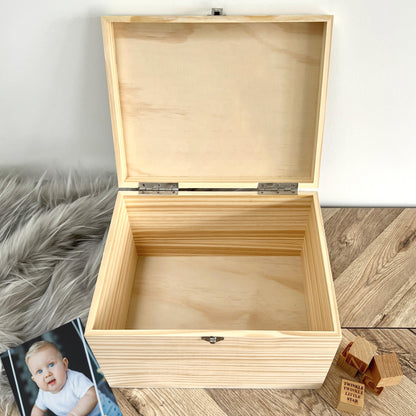 Personalised Name & Initial New Baby Keepsake Box Various Colours - 5 Sizes (16cm | 20cm | 26cm | 30cm | 36cm)
