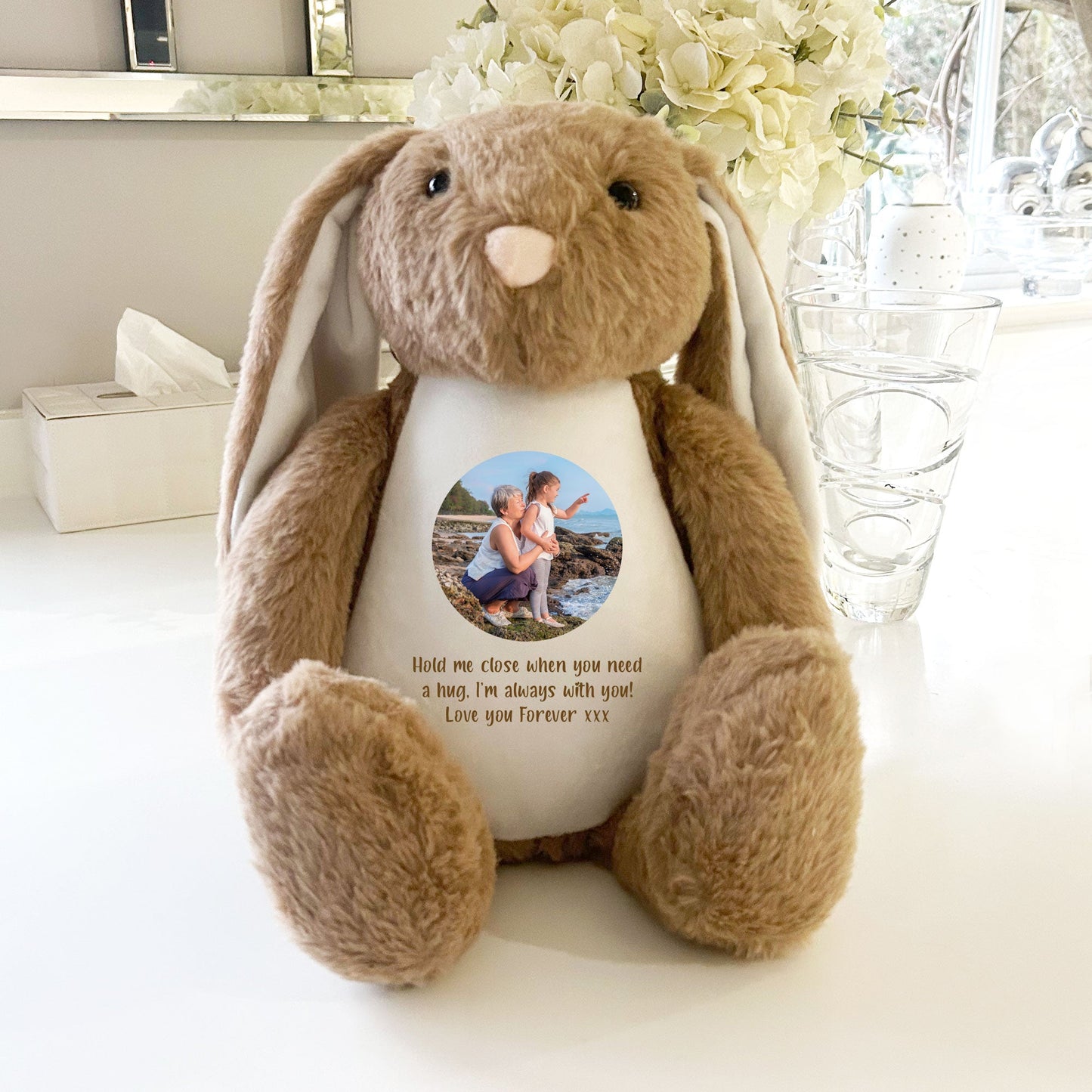 Personalised Photo Record-A-Voice Keepsake Memory Bunny - Brown