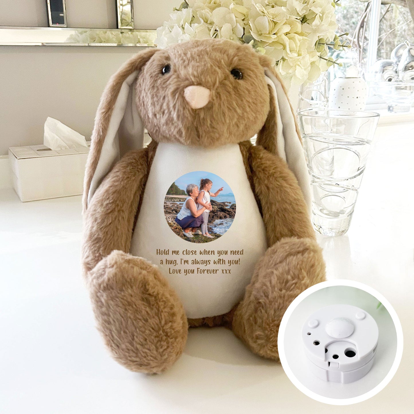 Personalised Photo Record-A-Voice Keepsake Memory Bunny - Brown