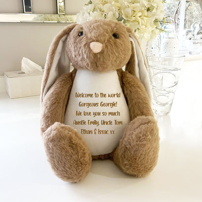 Personalised Comfort Bunny - Grey, Cream, Brown