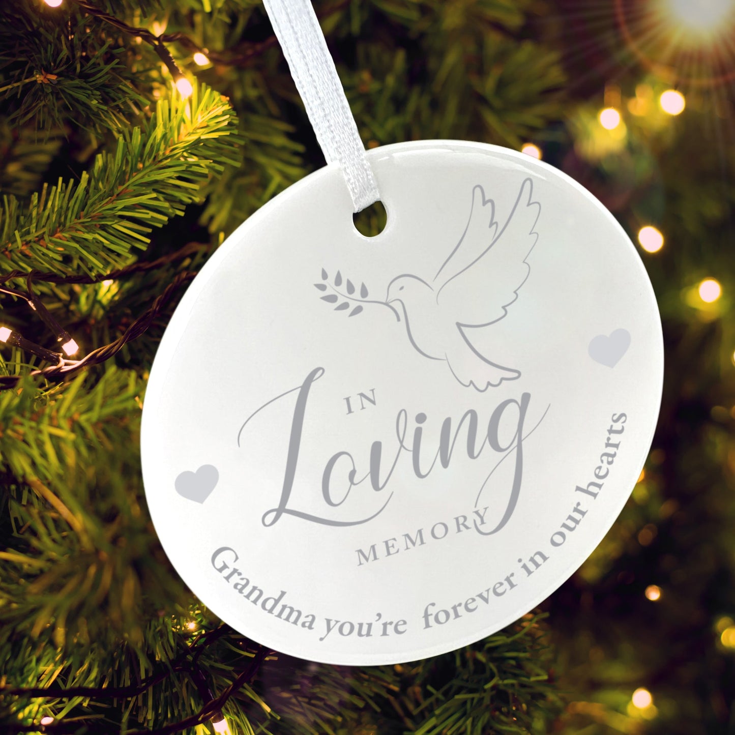 In Loving Memory Dove Ceramic Disc Hanging Decoration + Gift Box