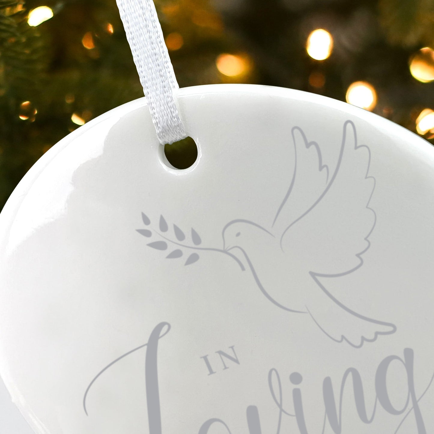 In Loving Memory Dove Ceramic Disc Hanging Decoration + Gift Box