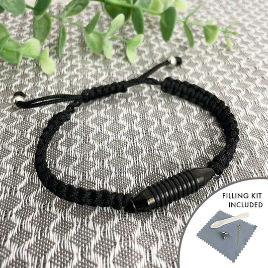 Black Woven Cord Cremation Ashes Urn Bracelet