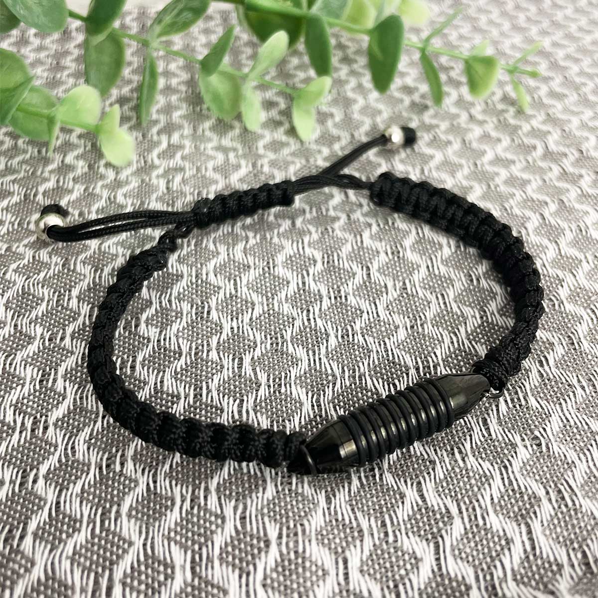 Black Woven Cord Cremation Ashes Urn Bracelet