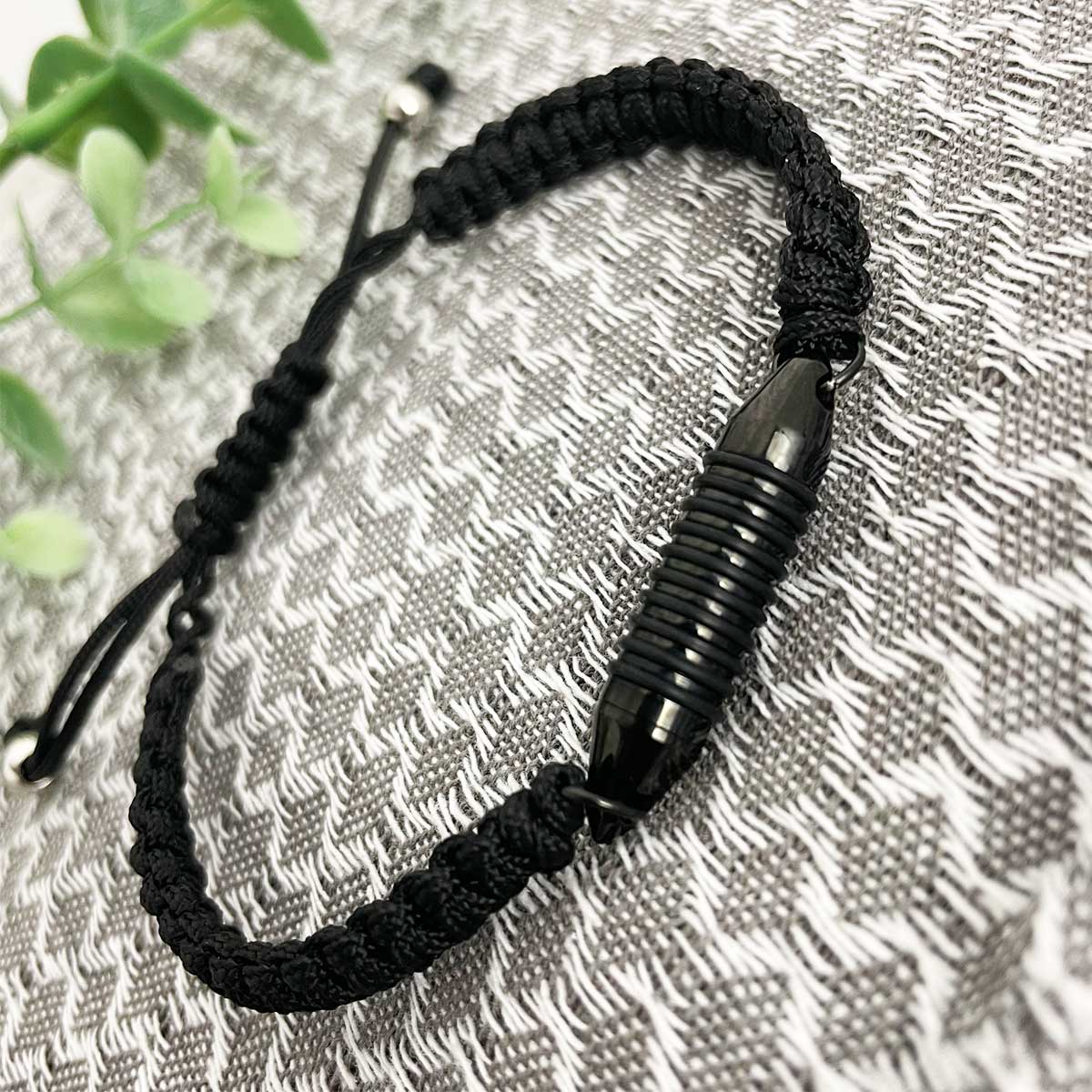 Black Woven Cord Cremation Ashes Urn Bracelet