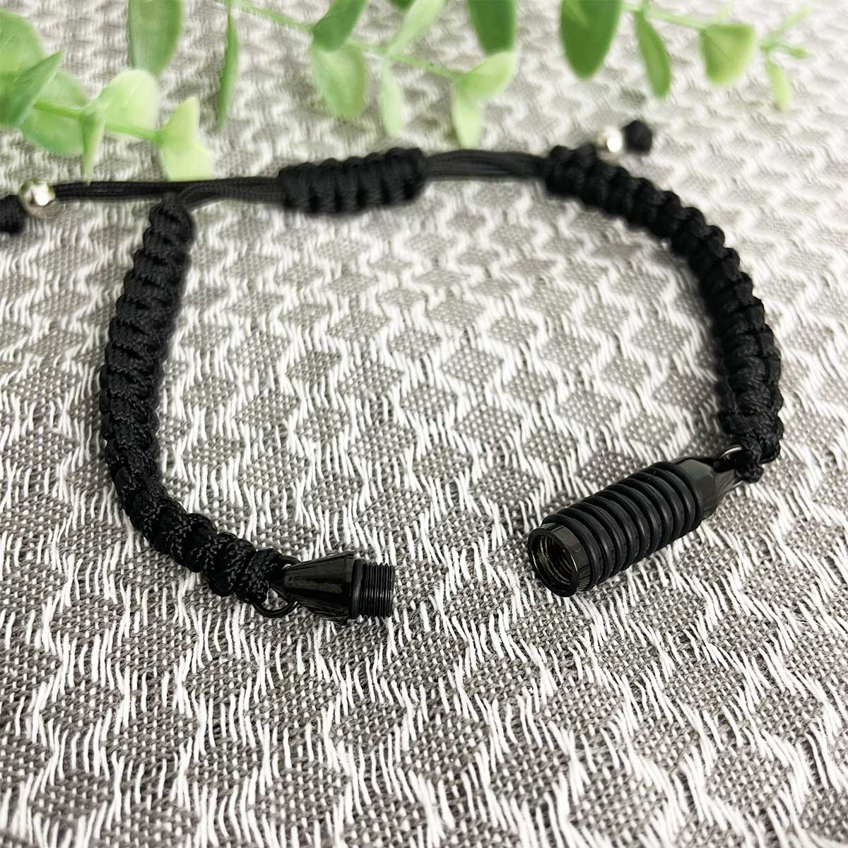 Black Woven Cord Cremation Ashes Urn Bracelet