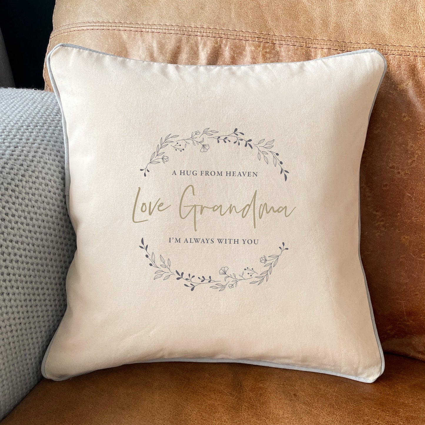 Personalised Wreath Cotton Cushion