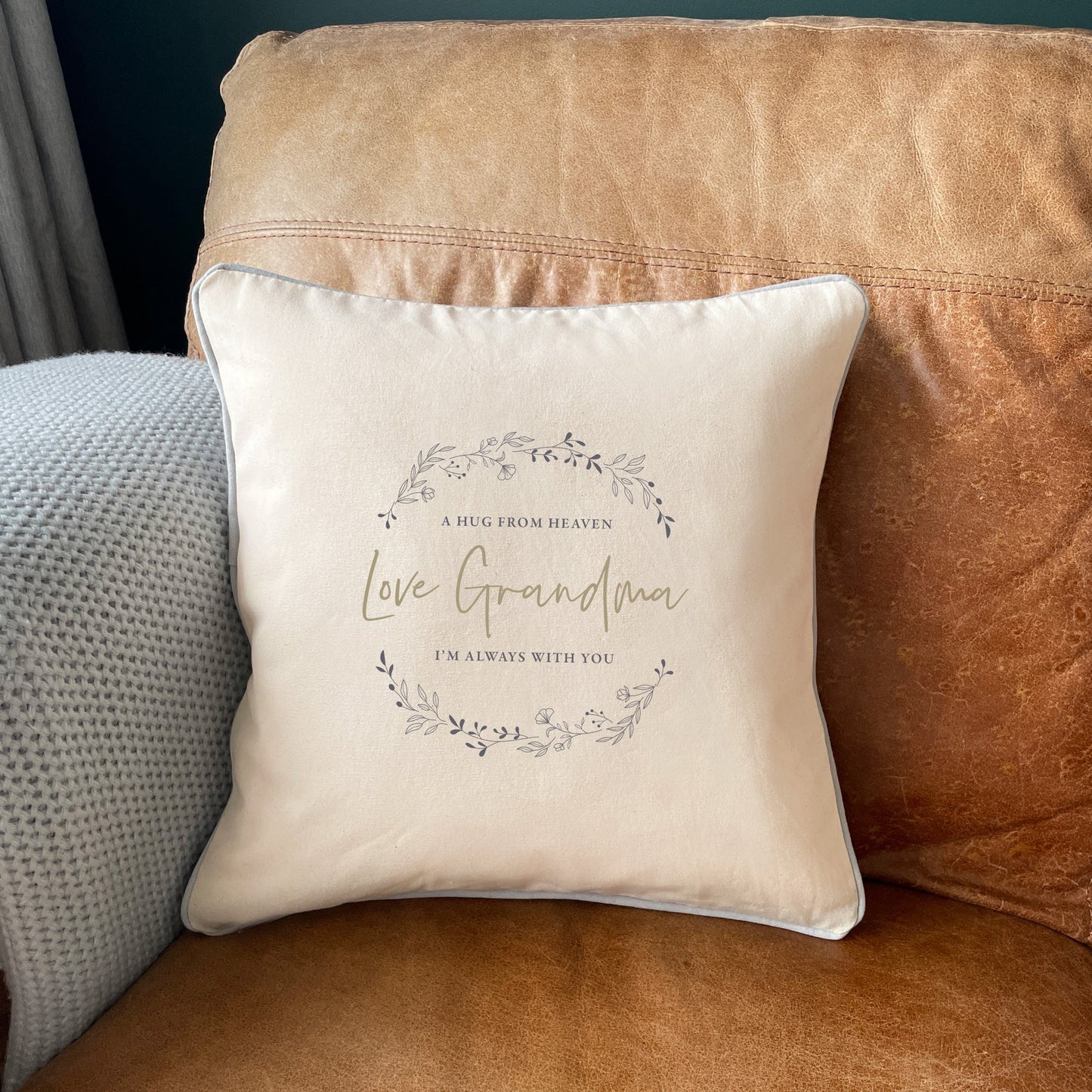 Personalised Wreath Cotton Cushion