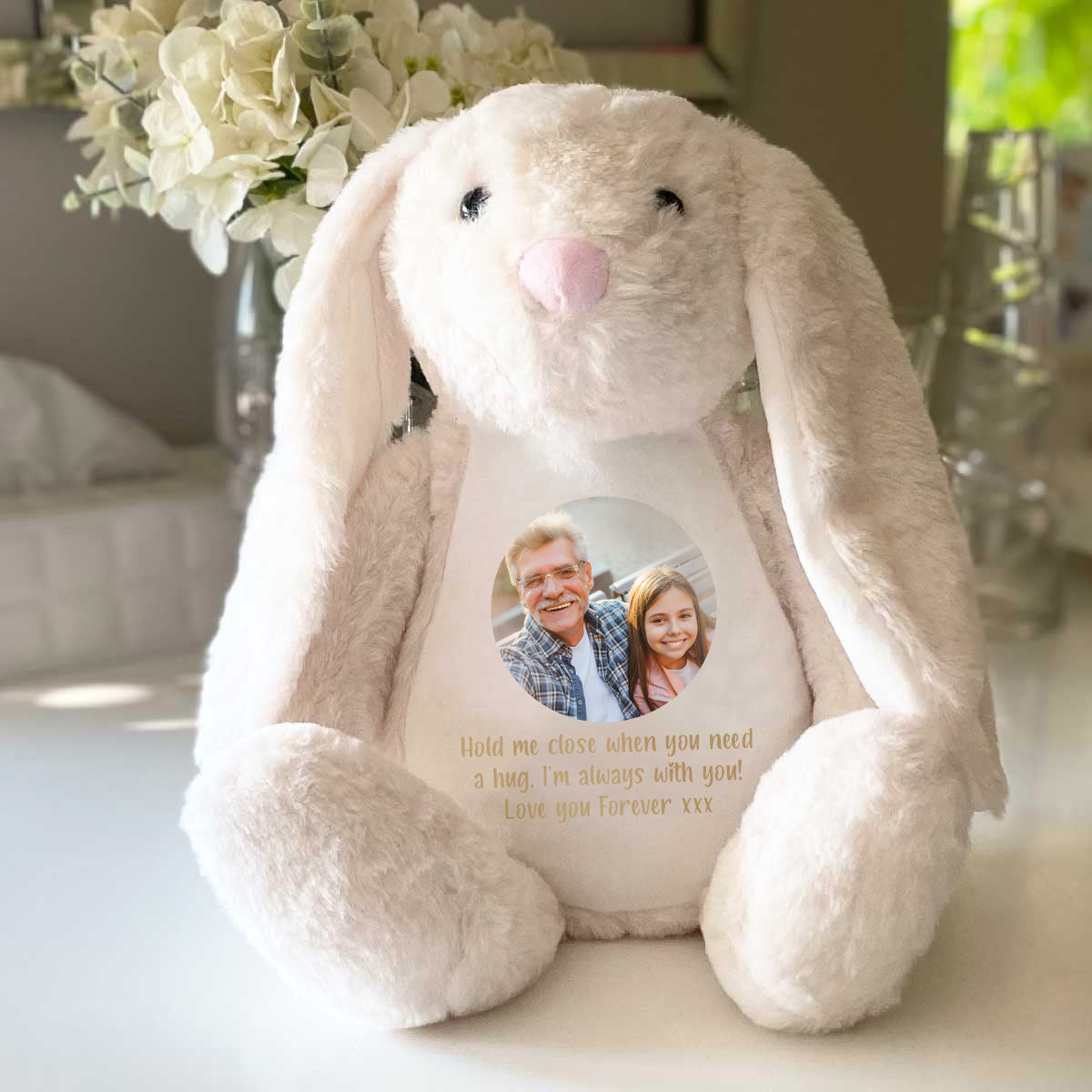 Personalised Photo Ashes Keepsake Memory Bunny - Cream