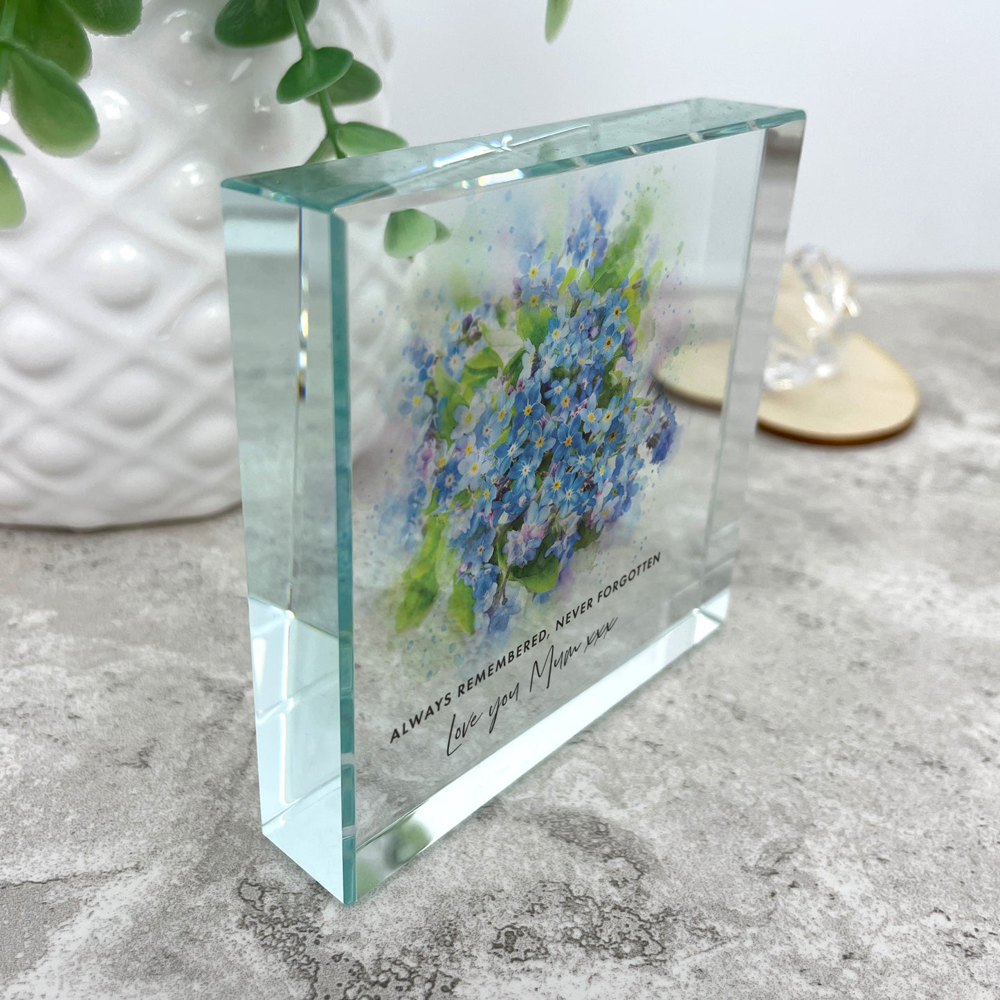 Personalised Forget-Me-Not Crystal Token