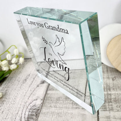 Personalised In Loving Memory Dove Crystal Token