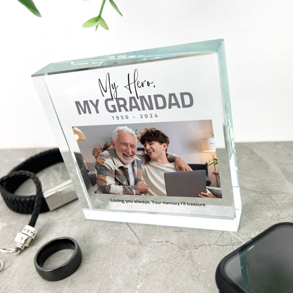 Personalised Memorial Bold Text Photo Crystal Token