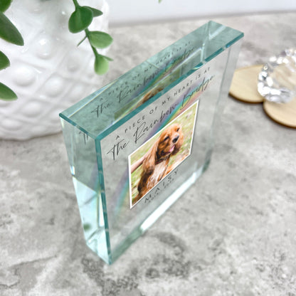 Personalised Pet Memorial Rainbow Bridge Photo Crystal Token