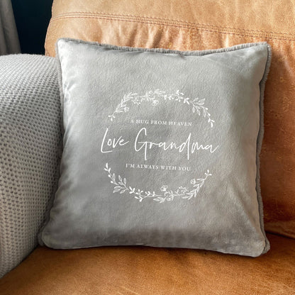 Personalised Wreath Memorial Ashes Cuddle Cushion