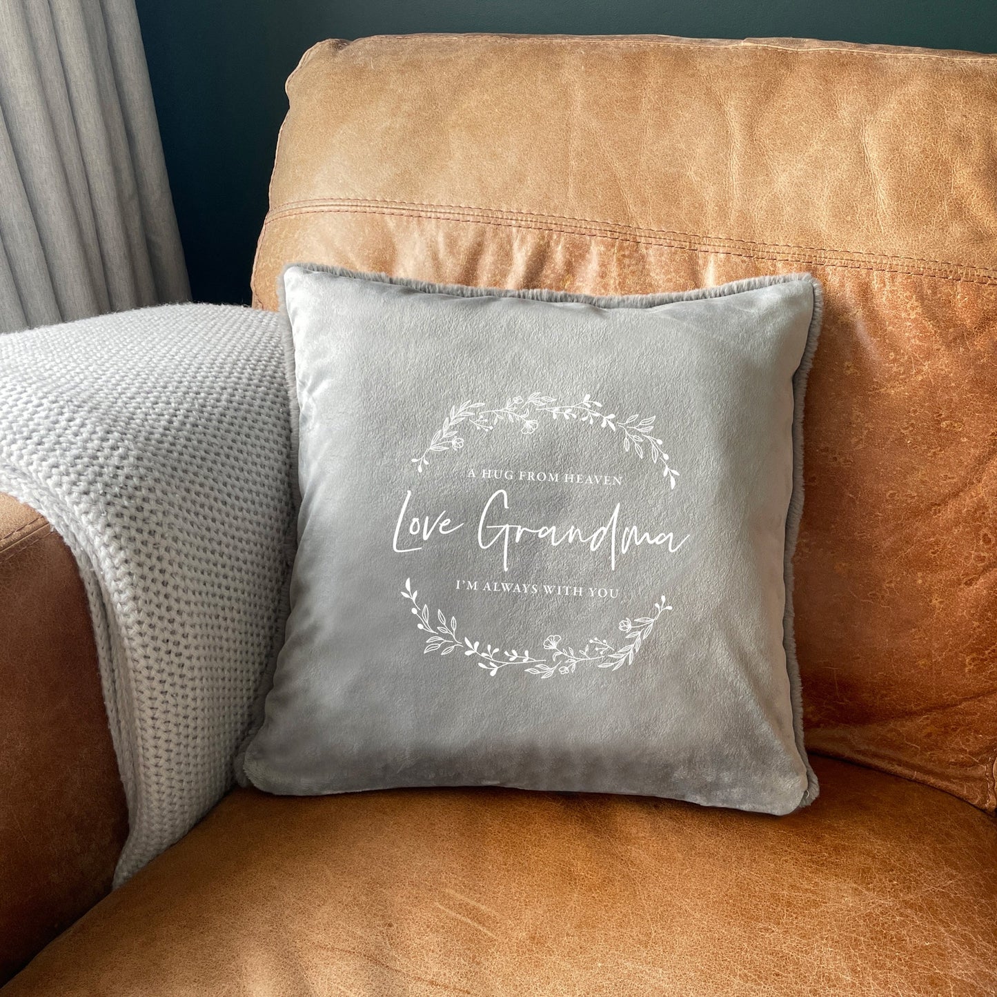 Personalised Wreath Memorial Ashes Cuddle Cushion