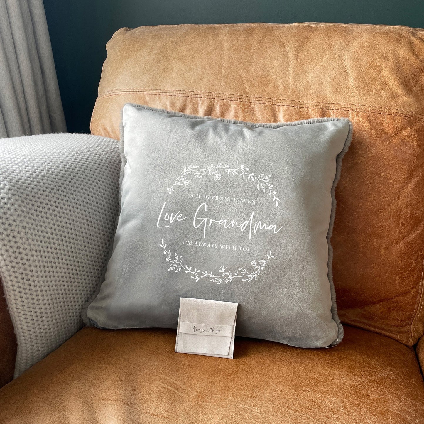 Personalised Wreath Memorial Ashes Cuddle Cushion