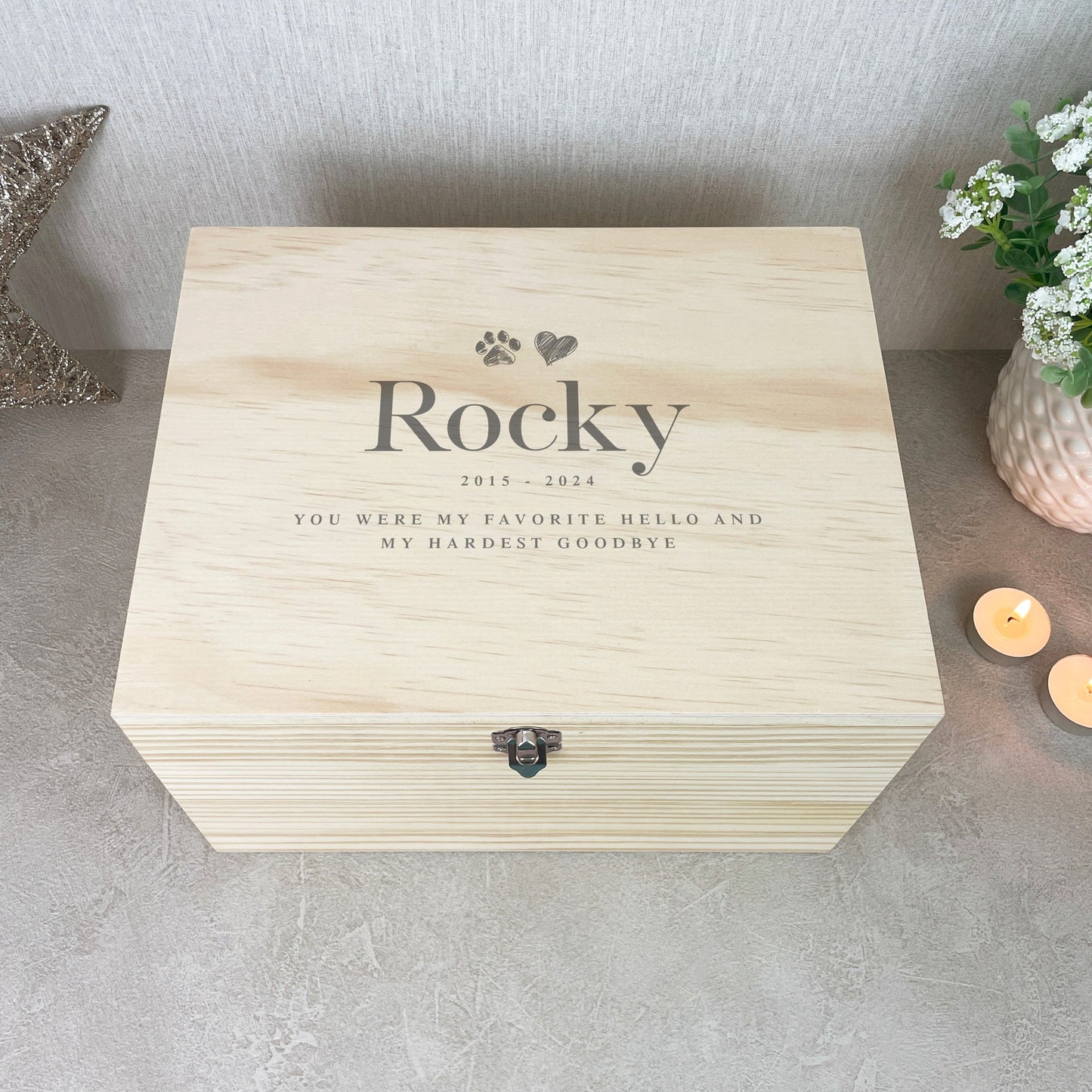 Personalised Sketch Pet Memorial Keepsake Box - 5 Sizes