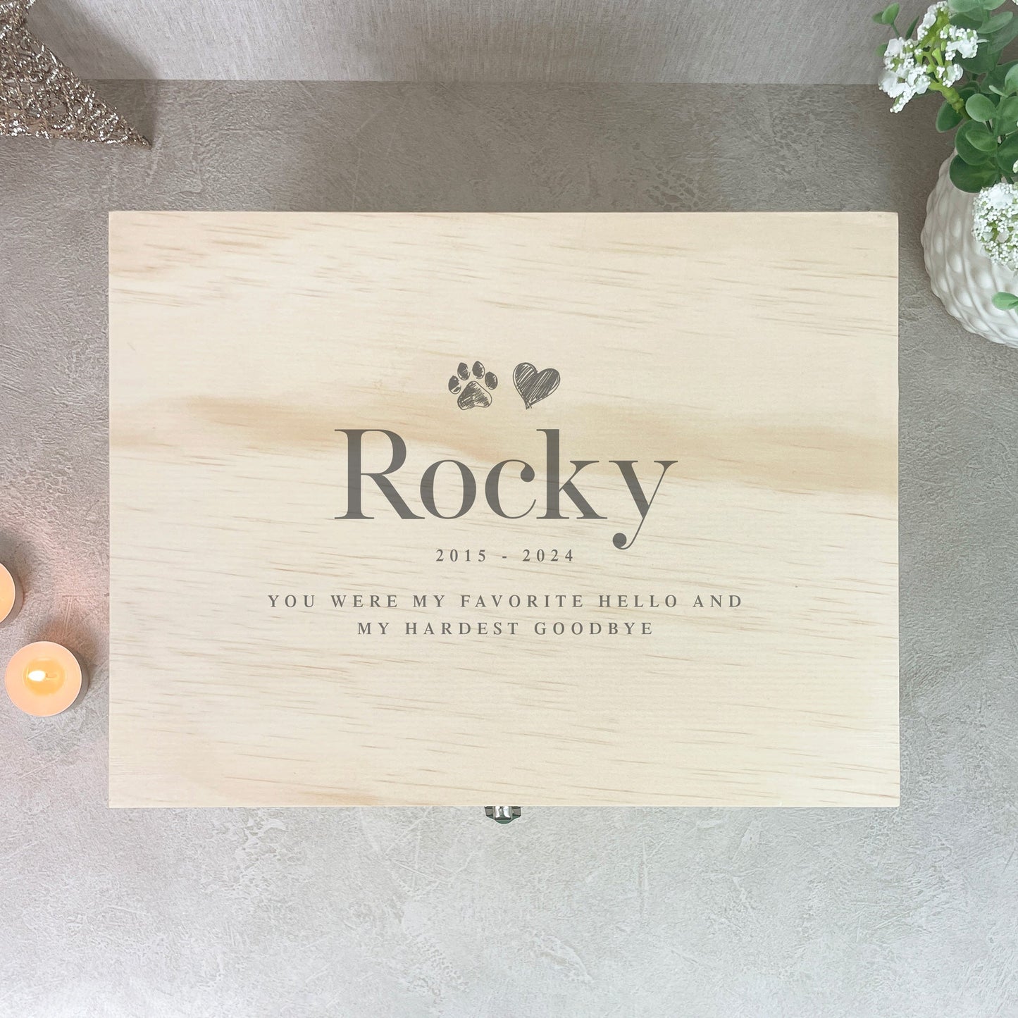 Personalised Sketch Pet Memorial Keepsake Box - 5 Sizes