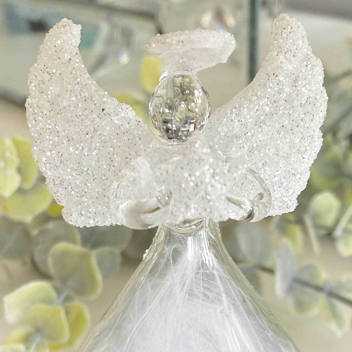 Personalised Feather Filled Glitter Angel Memorial Glass Ornament