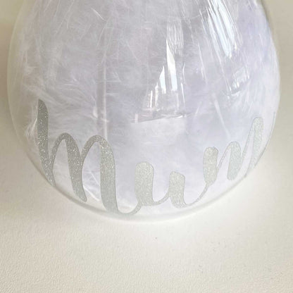 Personalised Feather Filled Glitter Angel Memorial Glass Ornament