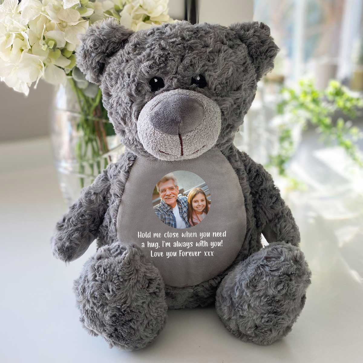 Personalised Photo Ashes Keepsake Memory Bear - Grey