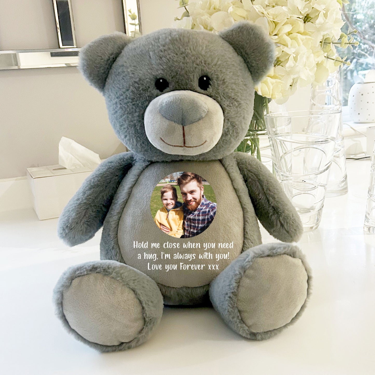 Personalised Photo Comfort Keepsake Bear - Grey