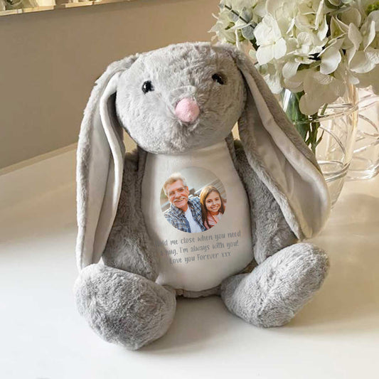 Personalised Photo Comfort Keepsake Bunny - Grey