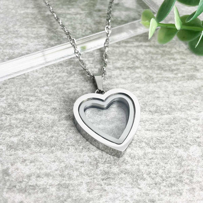 Heart Window Cremation Ashes Urn Necklace