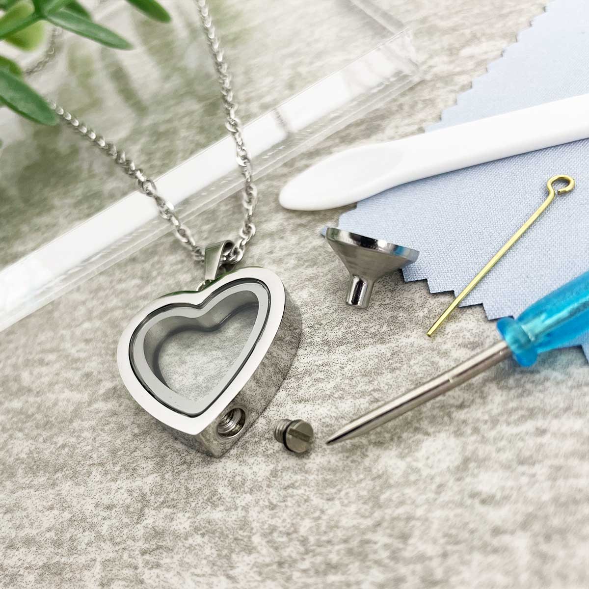 Heart Window Cremation Ashes Urn Necklace