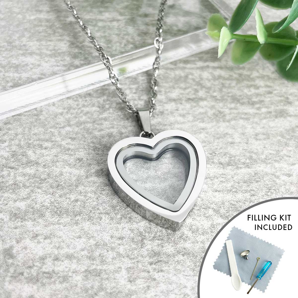 Heart Window Cremation Ashes Urn Necklace