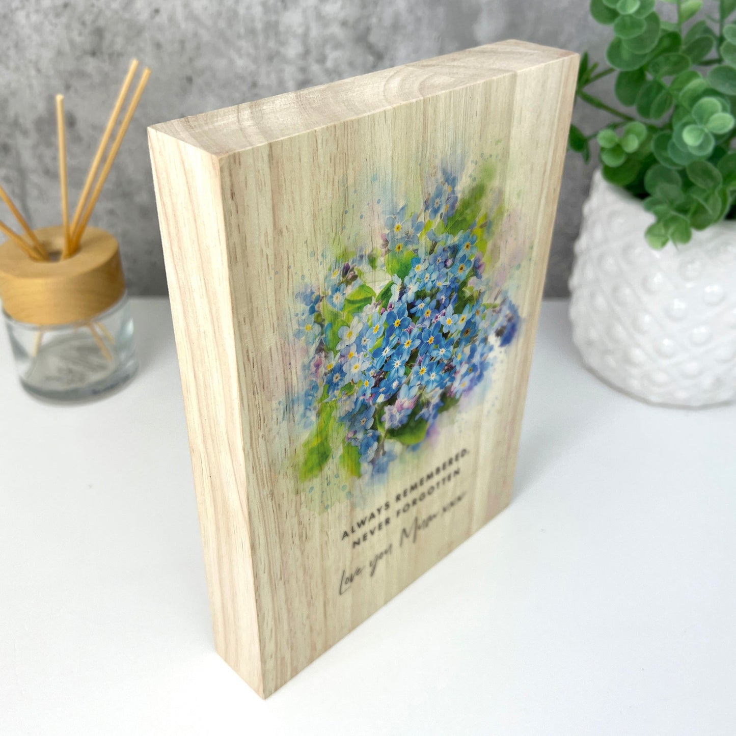 Personalised Forget-Me-Not Giant Wooden Block (21cm x 15cm)