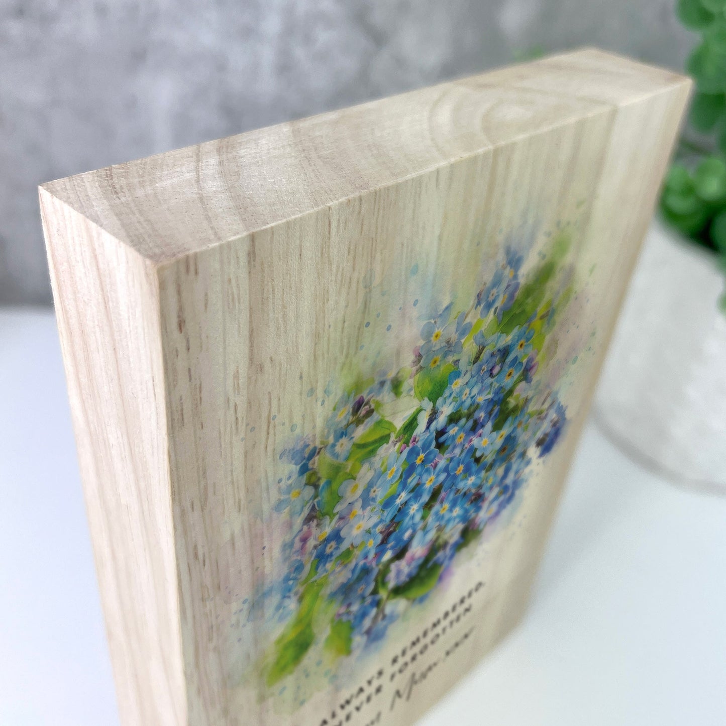 Personalised Forget-Me-Not Giant Wooden Block (21cm x 15cm)