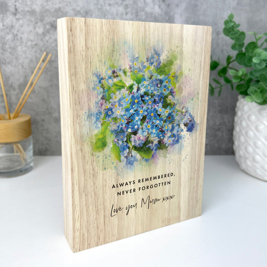 Personalised Forget-Me-Not Giant Wooden Block (21cm x 15cm)
