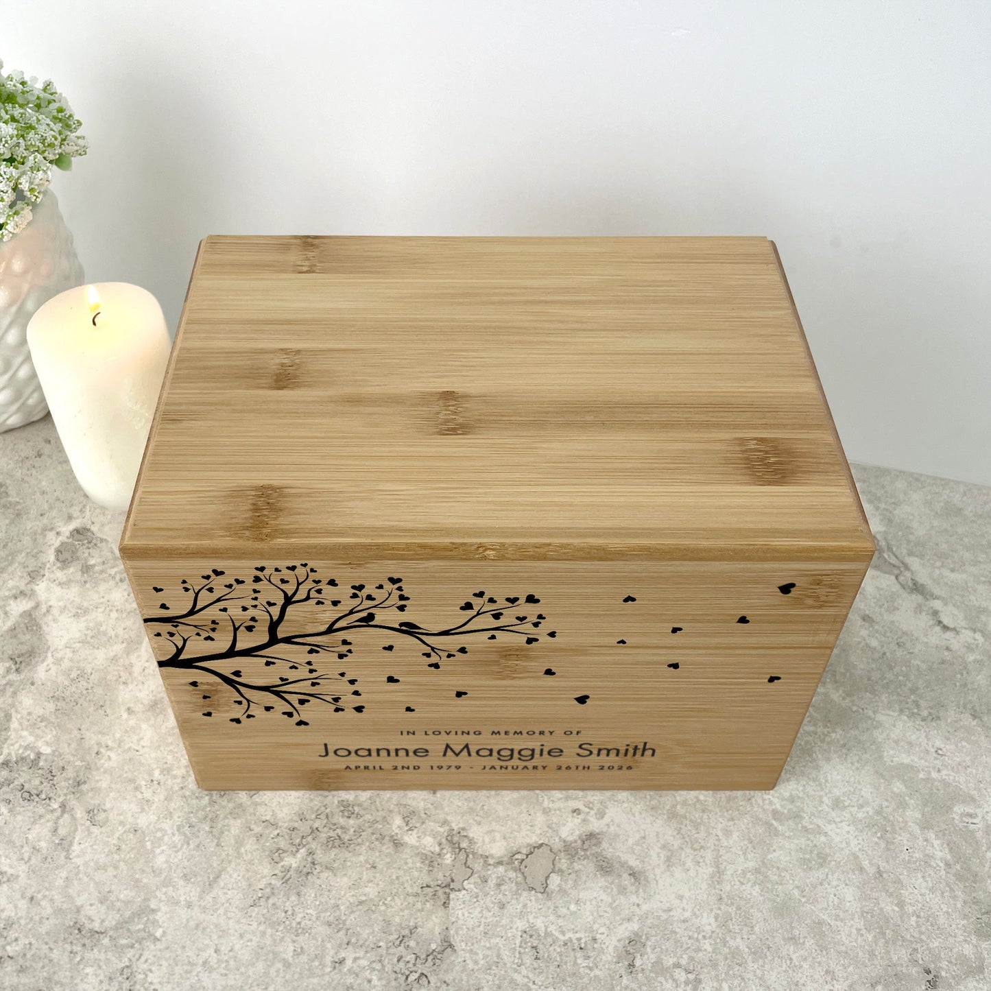 Personalised Bamboo Urn For Cremation Ashes - Branch of Love Design