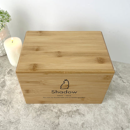 Personalised Bamboo Urn For Pet Cremation Ashes - Dog/Cat Design