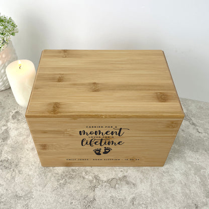 Personalised Bamboo Urn For Cremation Ashes - Angel Baby Design