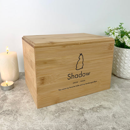 Personalised Bamboo Urn For Pet Cremation Ashes - Dog/Cat Design