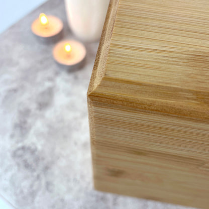 Personalised Bamboo Urn For Cremation Ashes - Modern Script Design