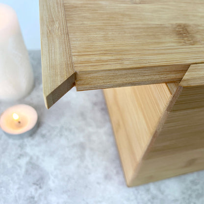 Personalised Bamboo Urn For Cremation Ashes - Name & Icon Design