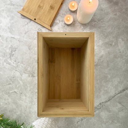 Personalised Bamboo Urn For Cremation Ashes - Angel Baby Design