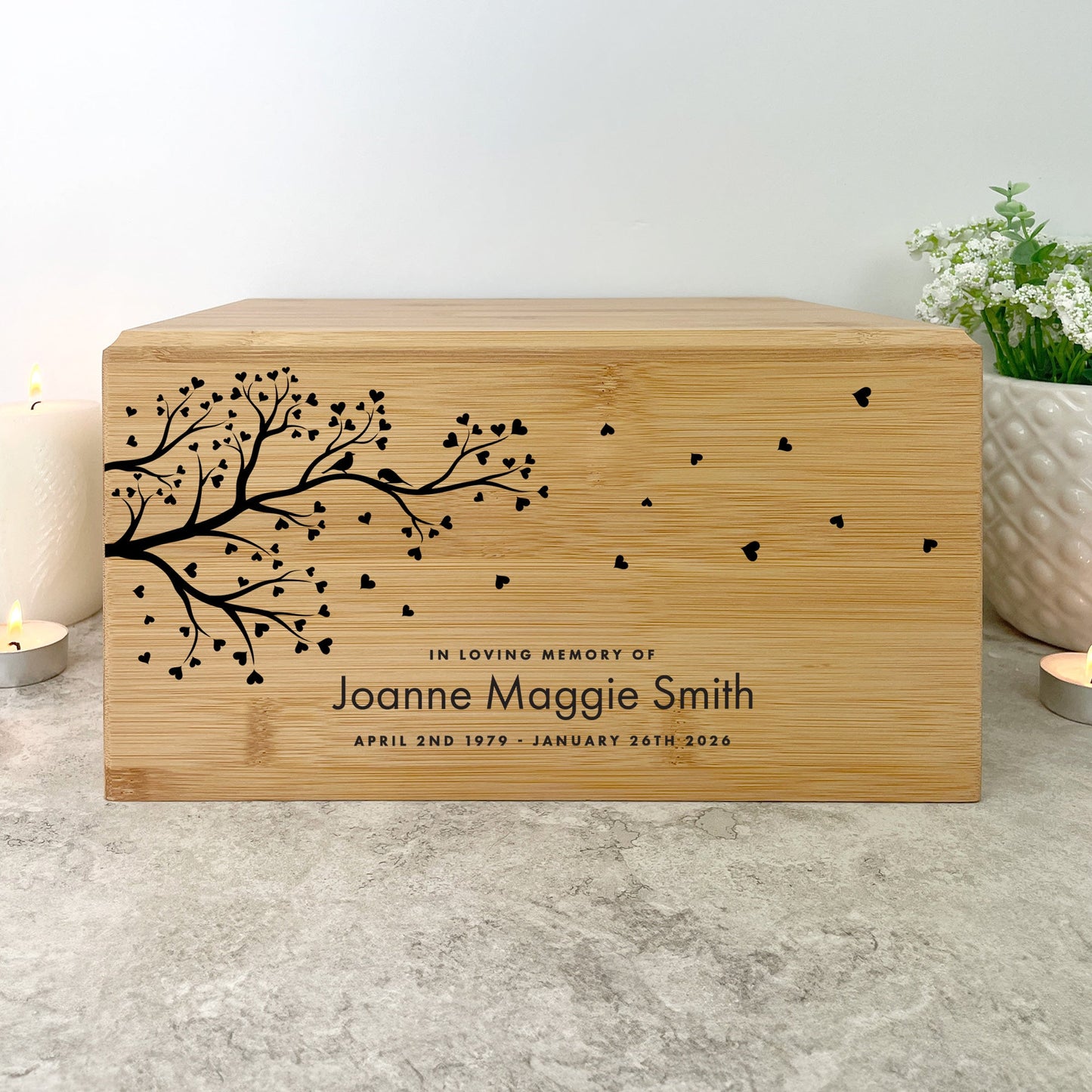 Personalised Bamboo Urn For Cremation Ashes - Branch of Love Design